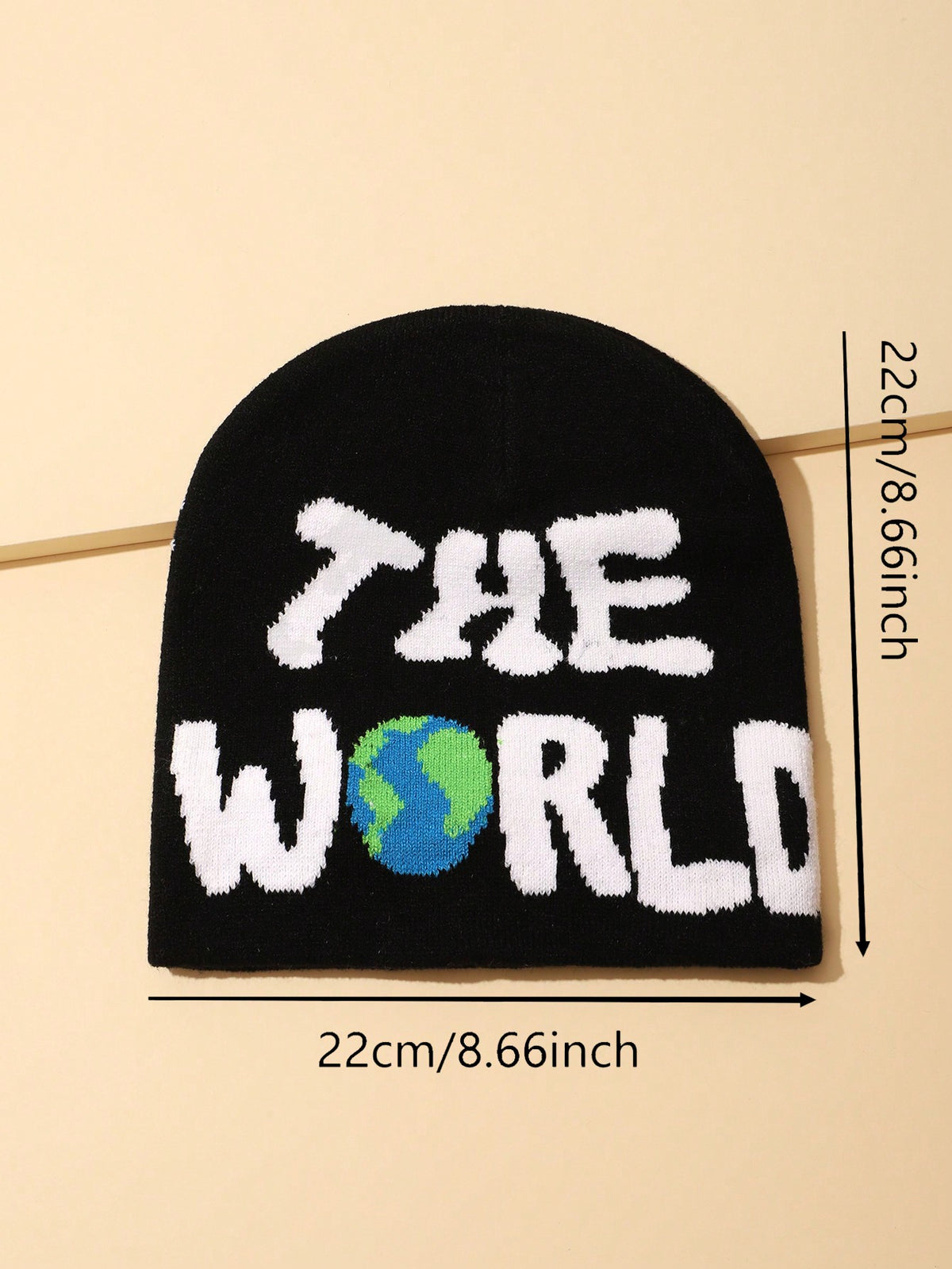Men Letter Earth Map Knit Beanie Warm Winter Cap