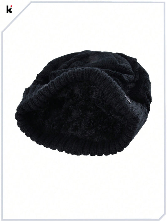 Men's Knitted Skull Cap Metal Decor Warm Winter Beanie