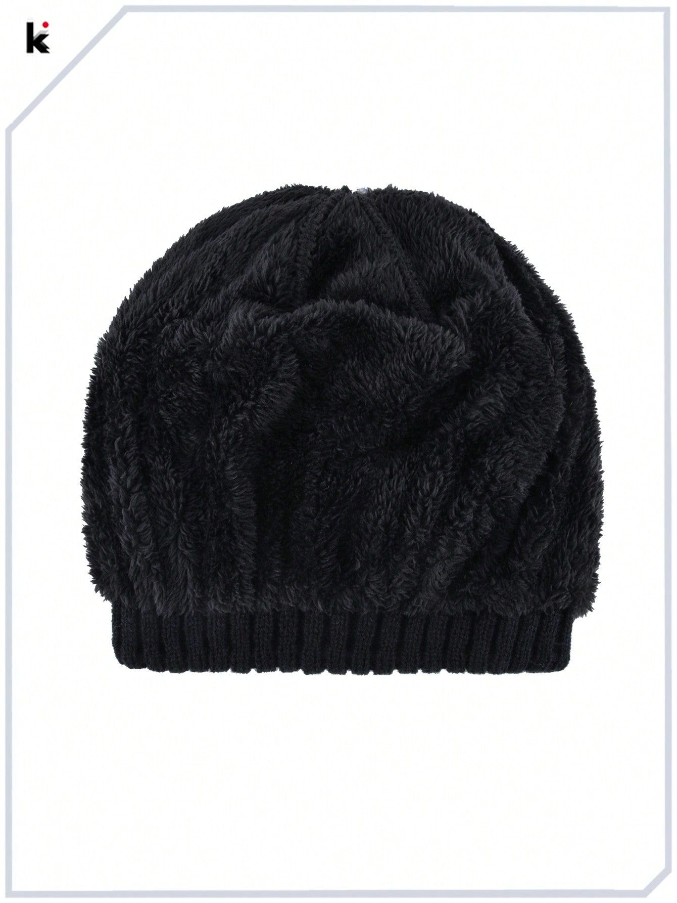 Men's Metal Skull Decor Knitted Beanie - Warm Double Layer