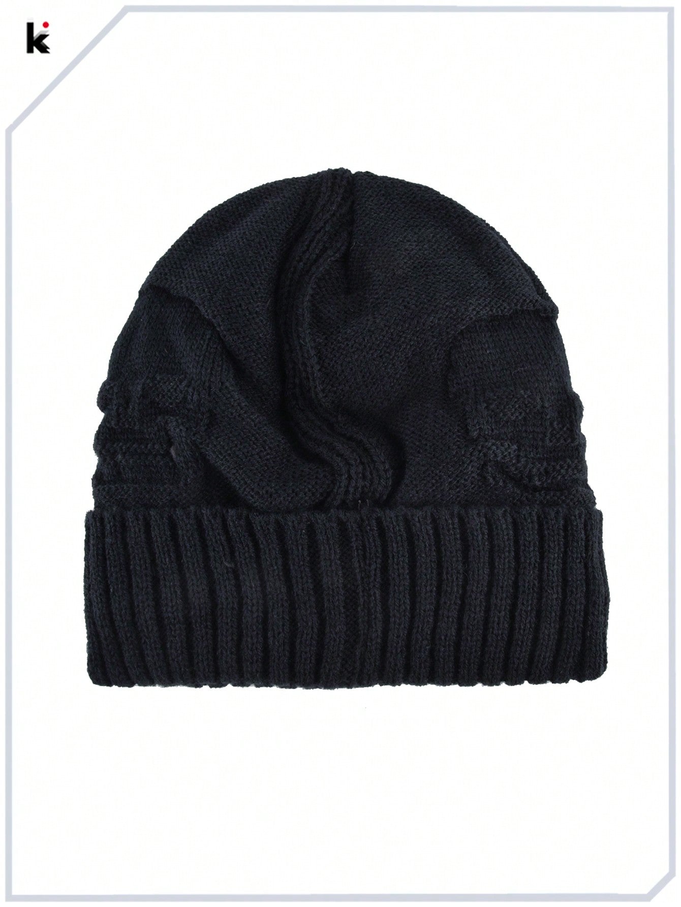 Men's Metal Skull Decor Knitted Beanie - Warm Double Layer