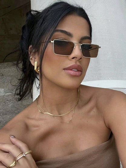 Retro Metal Square Small Frame Fashion Glasses