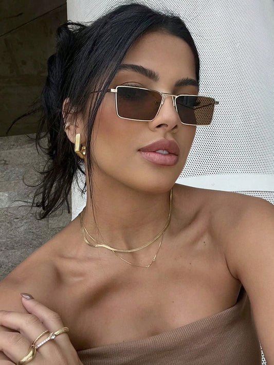 Retro Metal Square Small Frame Fashion Glasses