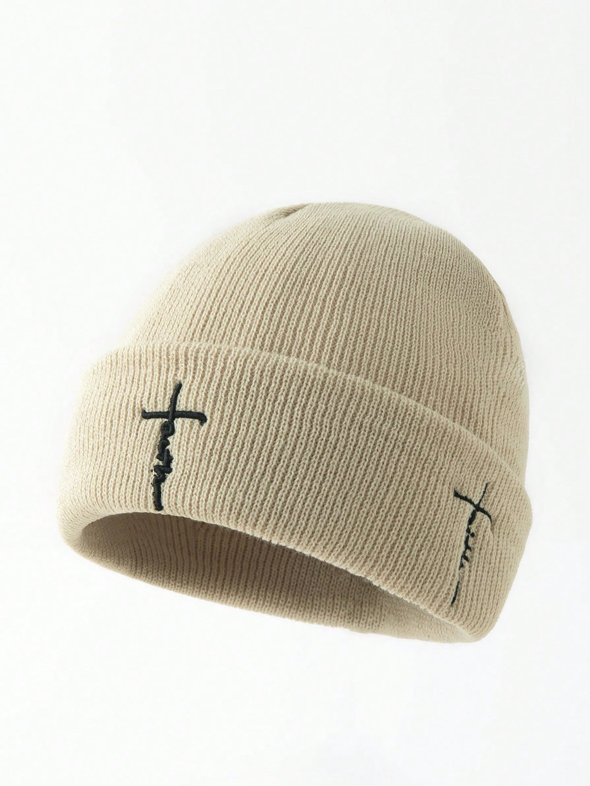 Men's Embroidered Letter Faith Warm Winter Beanie
