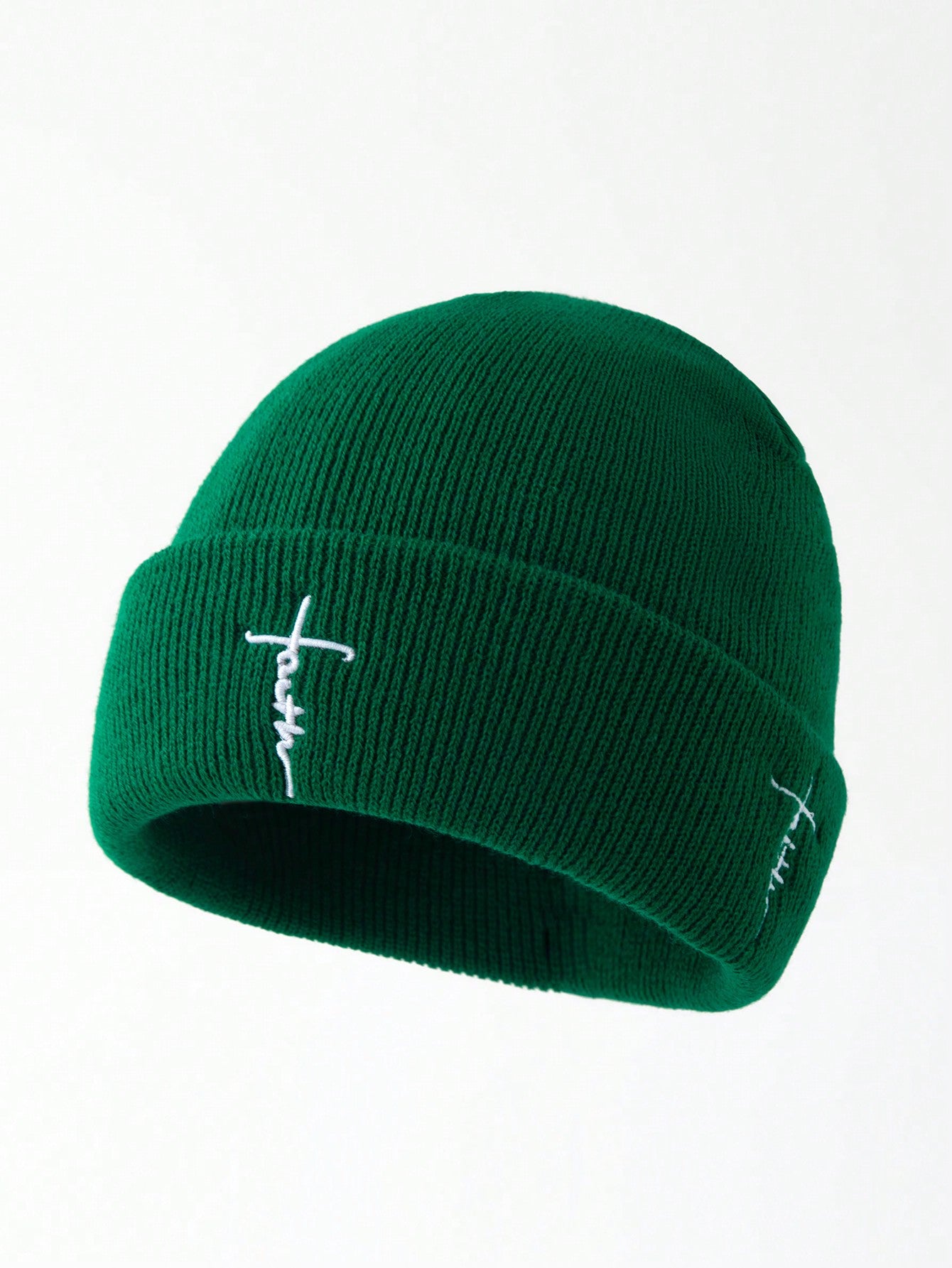 Men's Embroidered Letter Faith Warm Winter Beanie