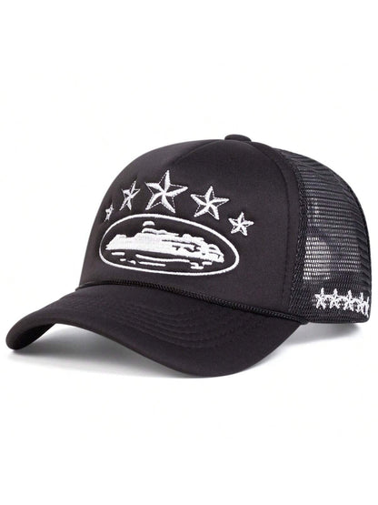 Five-Pointed Star Embroidered Trucker Hat