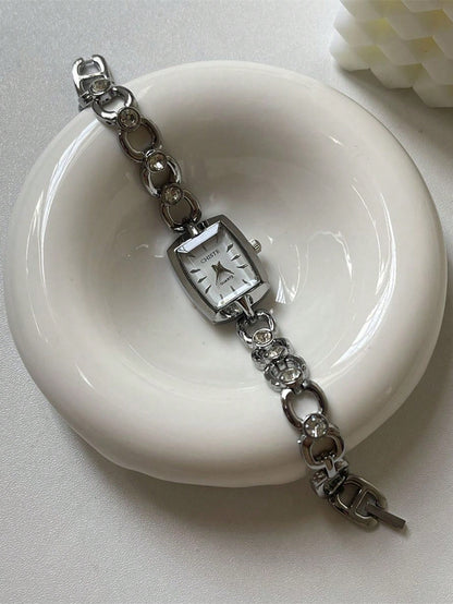 Vintage Small Square Dial Chain Watch for Women