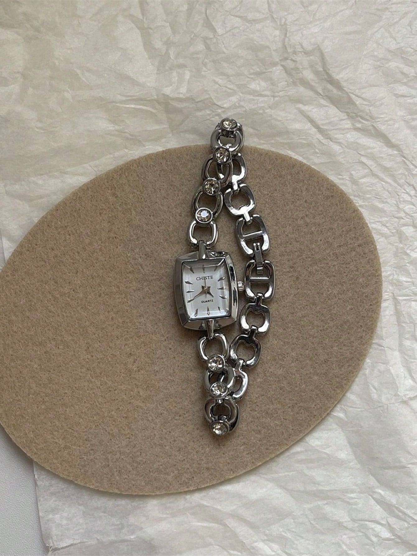 Vintage Small Square Dial Chain Watch for Women