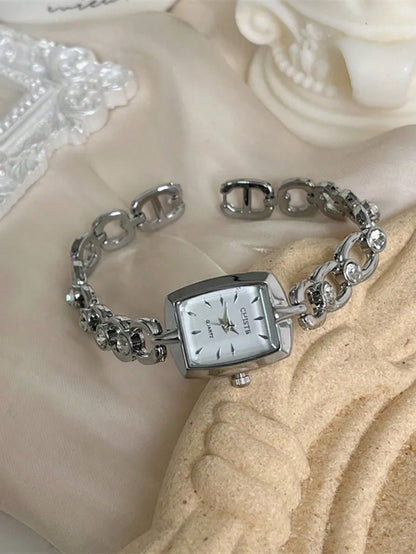 Vintage Small Square Dial Chain Watch for Women