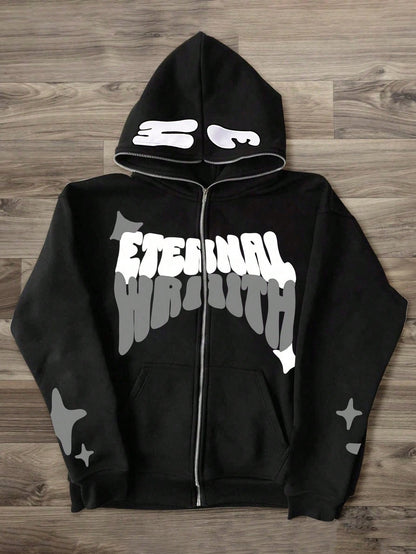 Men's Loose Fit Thermal Zip-Up Hooded Sweatshirt