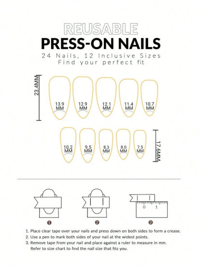 Halloween Ghost Spider Web Almond Press-On Nails