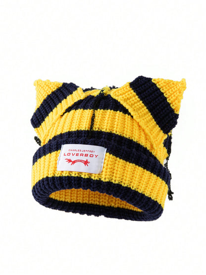 DareSee Women's Car Embroidered Ear Flap Knitted Hat