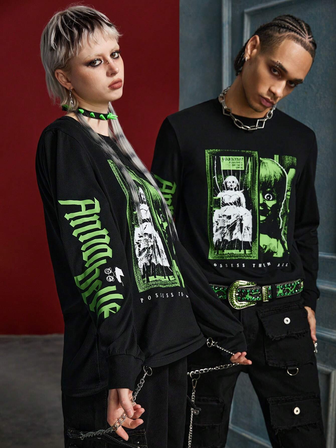 Unisex Annabelle Horror Graphic Dark Punk Long Sleeve Tee