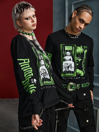 Unisex Annabelle Horror Graphic Dark Punk Long Sleeve Tee