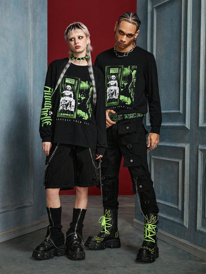 Unisex Annabelle Horror Graphic Dark Punk Long Sleeve Tee