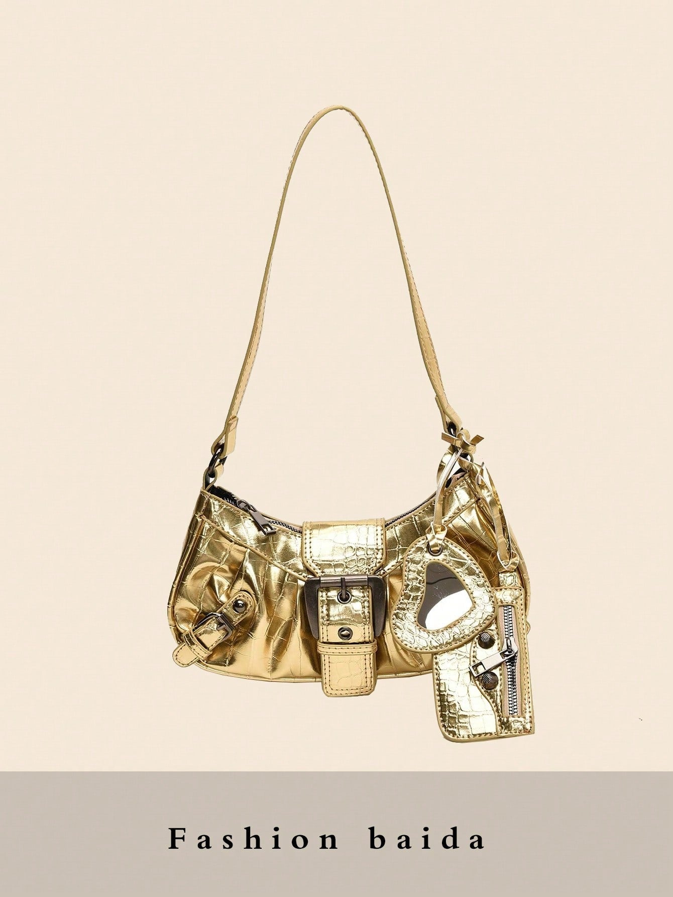 Y2K Gothic Rivet Decor Retro Square Shoulder Bag