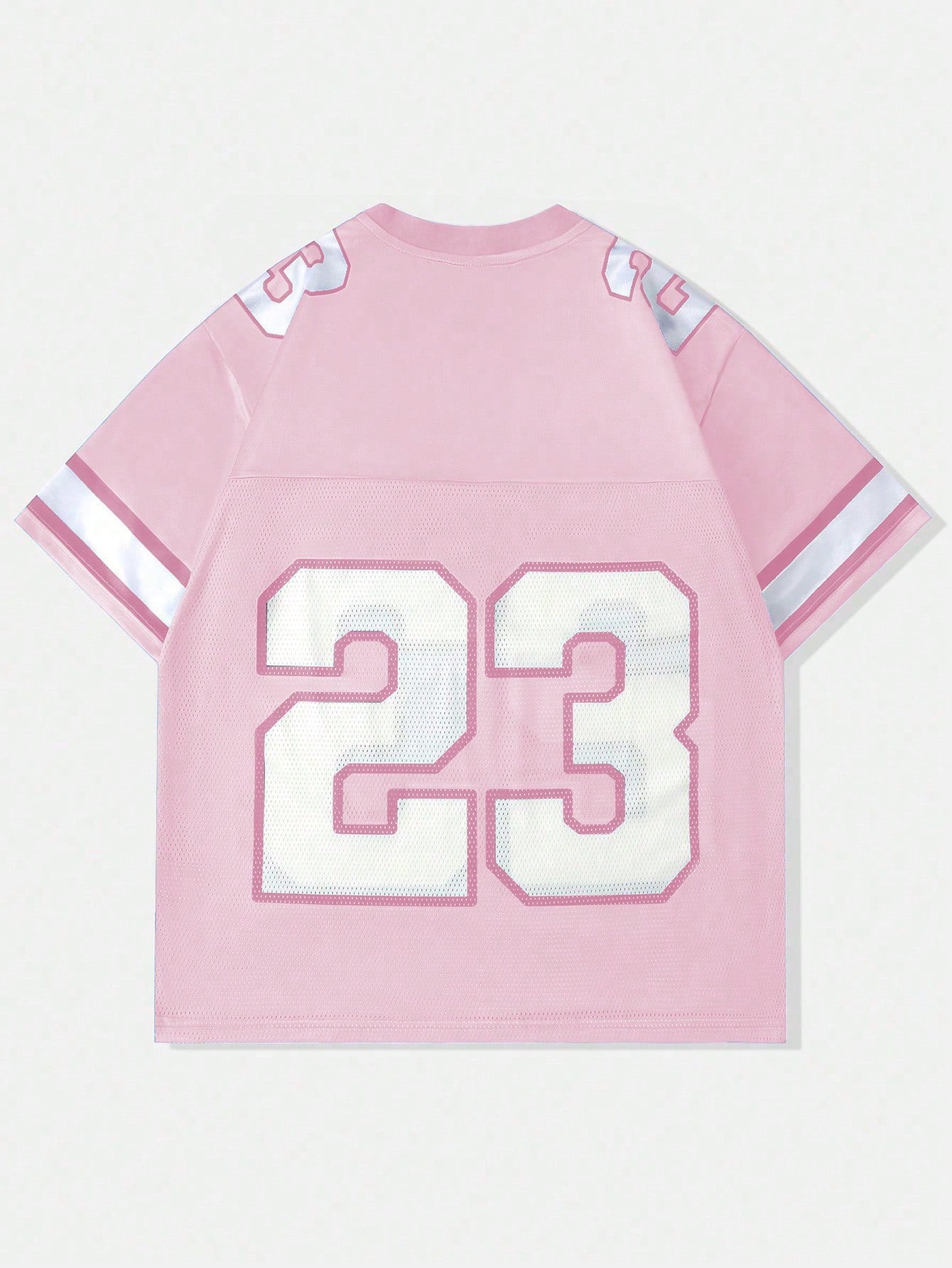 Pink Patched Sports Loose Fit Short Sleeve Jersey