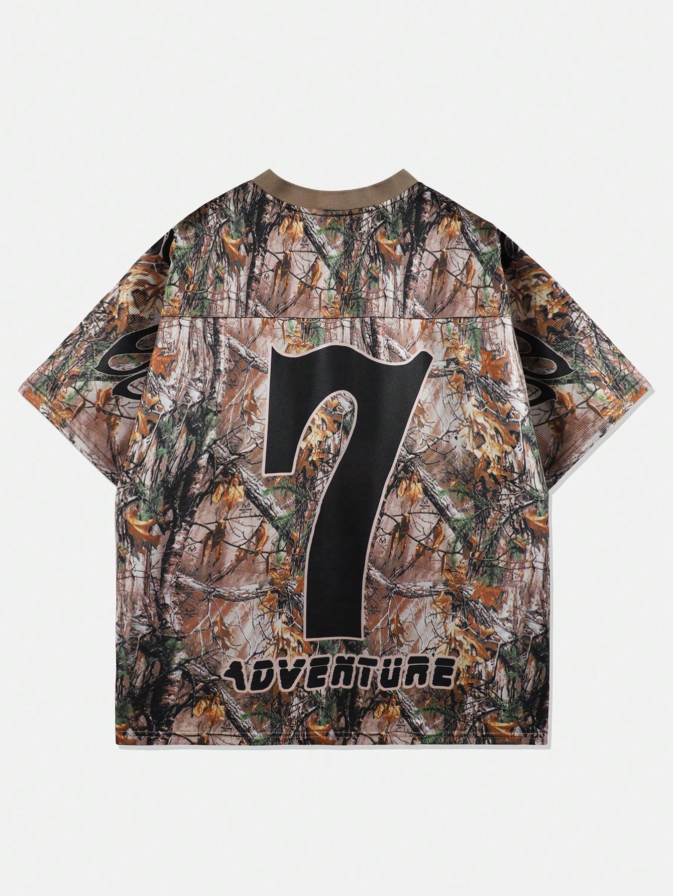 Street Life Men's Khaki Camouflage Branch Print V-Neck Sports Jersey