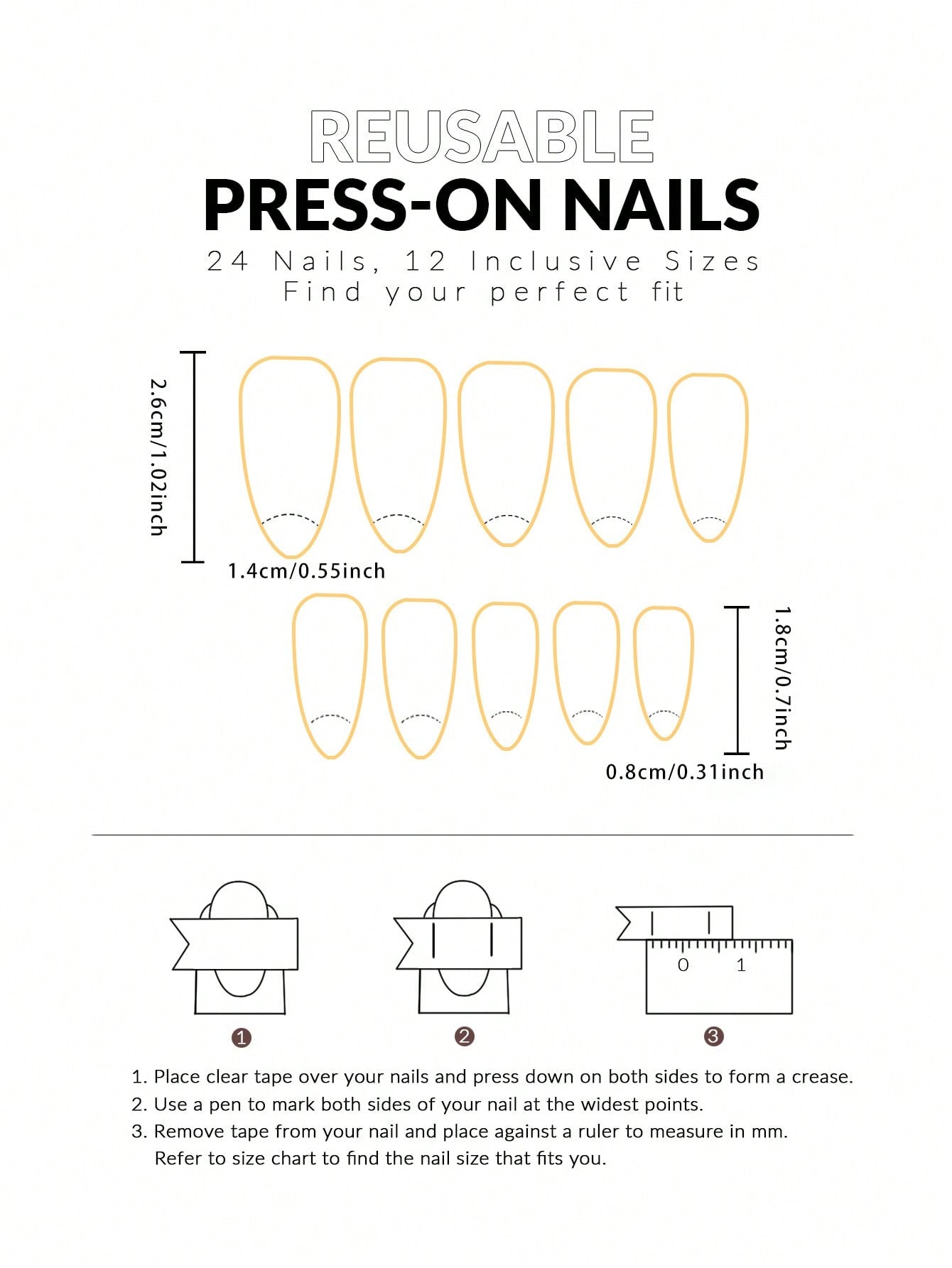 Almond Butterfly Press-On Nails Set with Glue (24pcs)