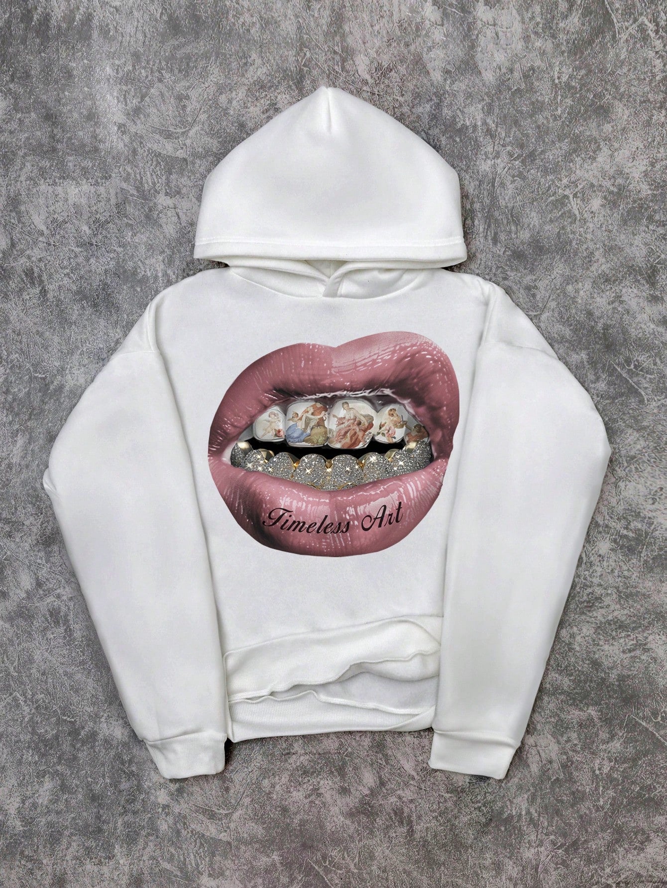 Manfinity Men's Vintage Lips Print Thermal Hoodie