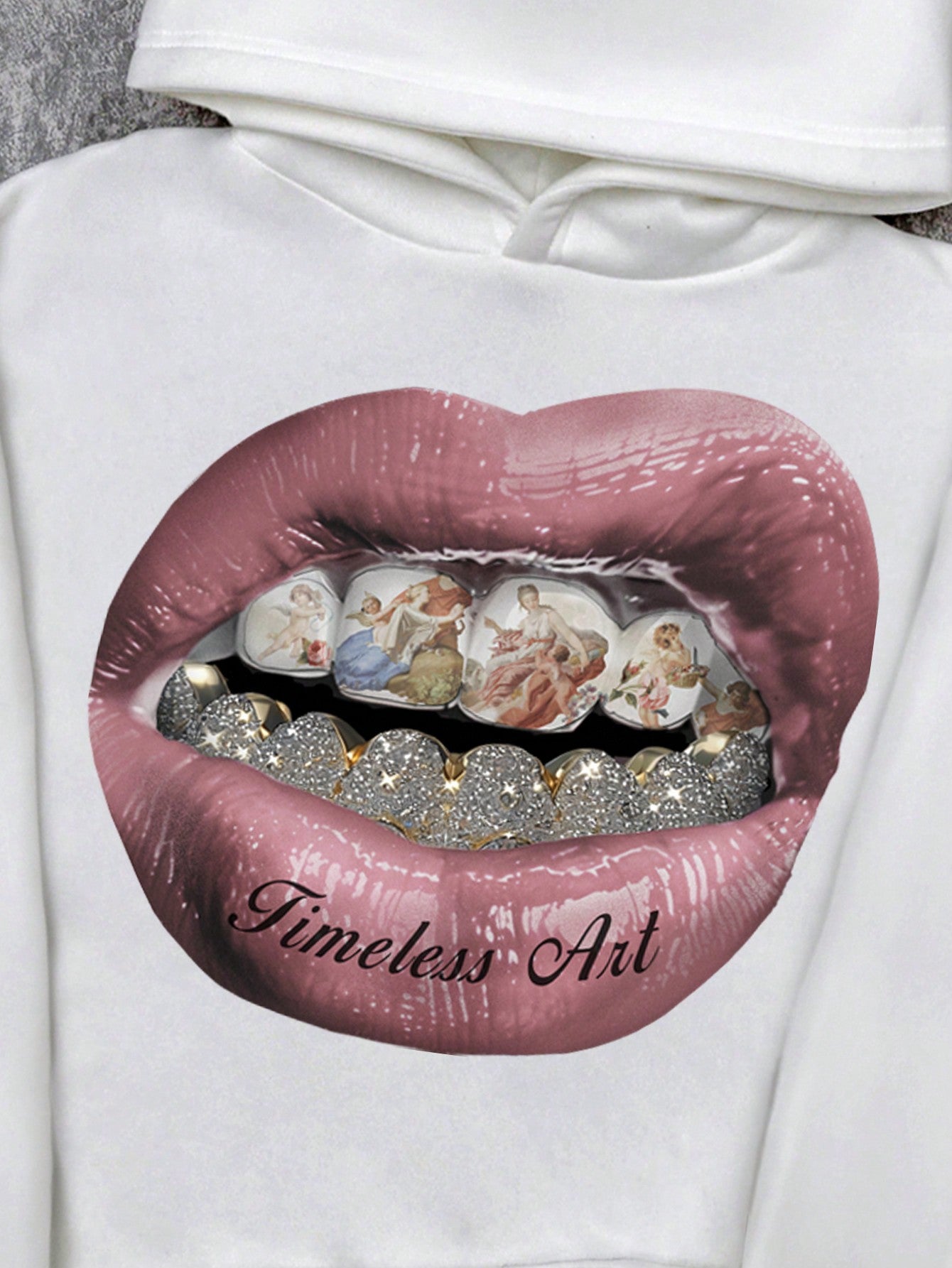 Manfinity Men's Vintage Lips Print Thermal Hoodie