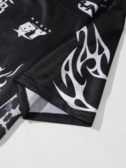 Black Leopard Print V-Neck Streetwear Basketball Jersey