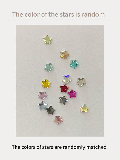 10pcs Bow Tie & Stars Silvery Pink Press On Nails