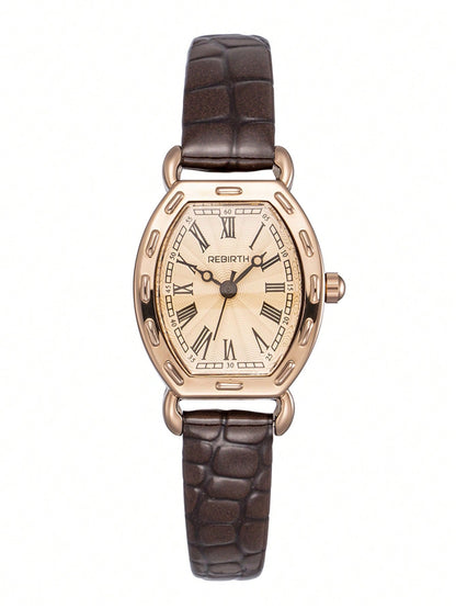 Minimalist Vintage Roman Numeral Leather Strap Watch