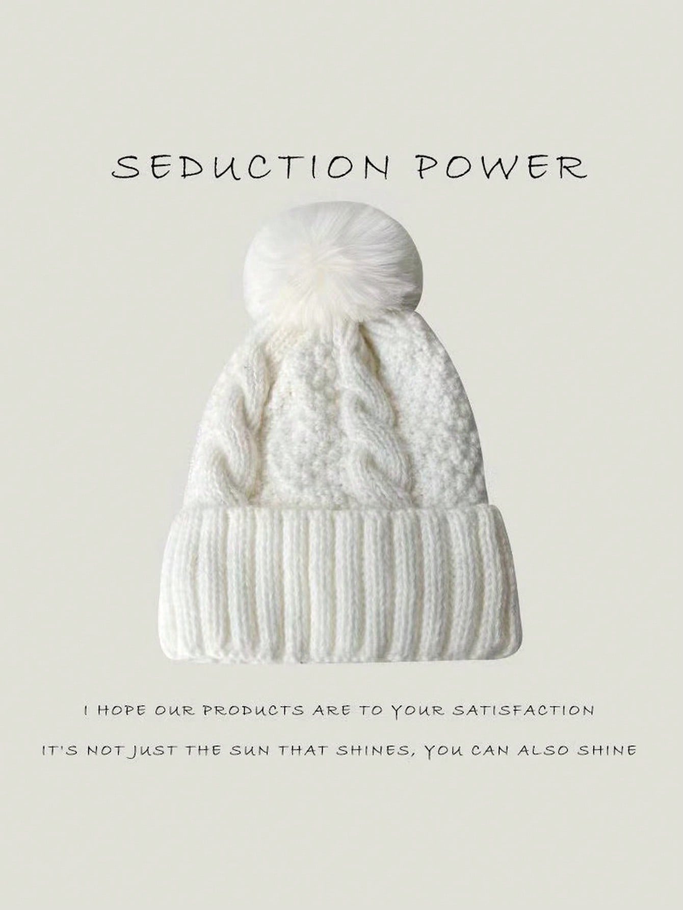 Women’s Cable Knit Woolen Beanie with Fuzzy Pom Pom