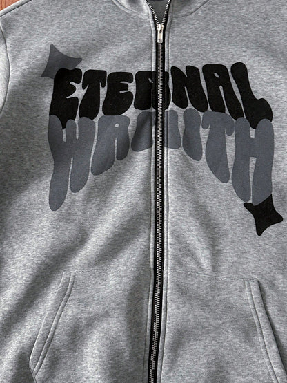 Men's Loose Fit Thermal Zip-Up Hooded Sweatshirt