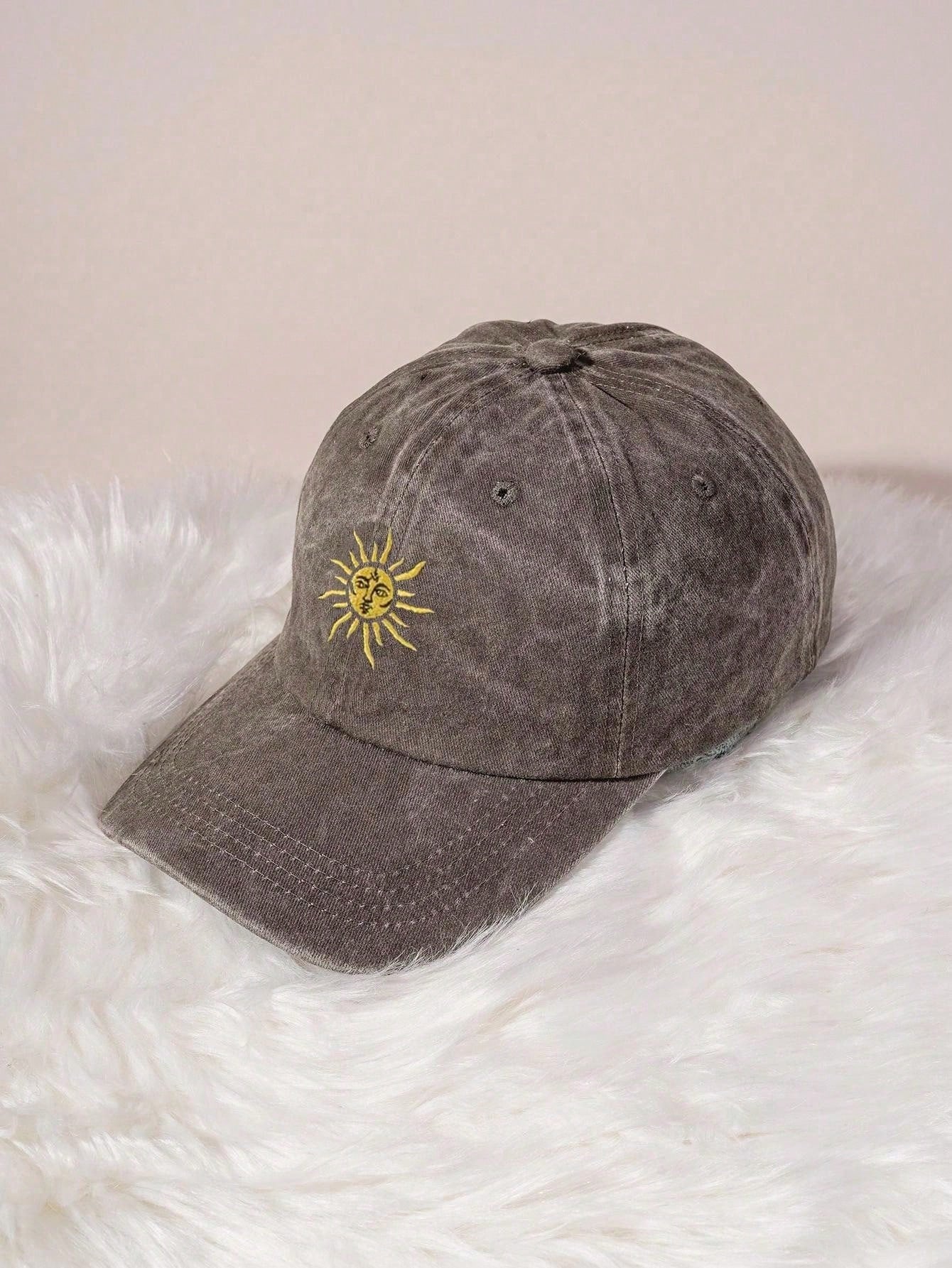 Vintage Washed Embroidered Sun Outdoor Baseball Cap