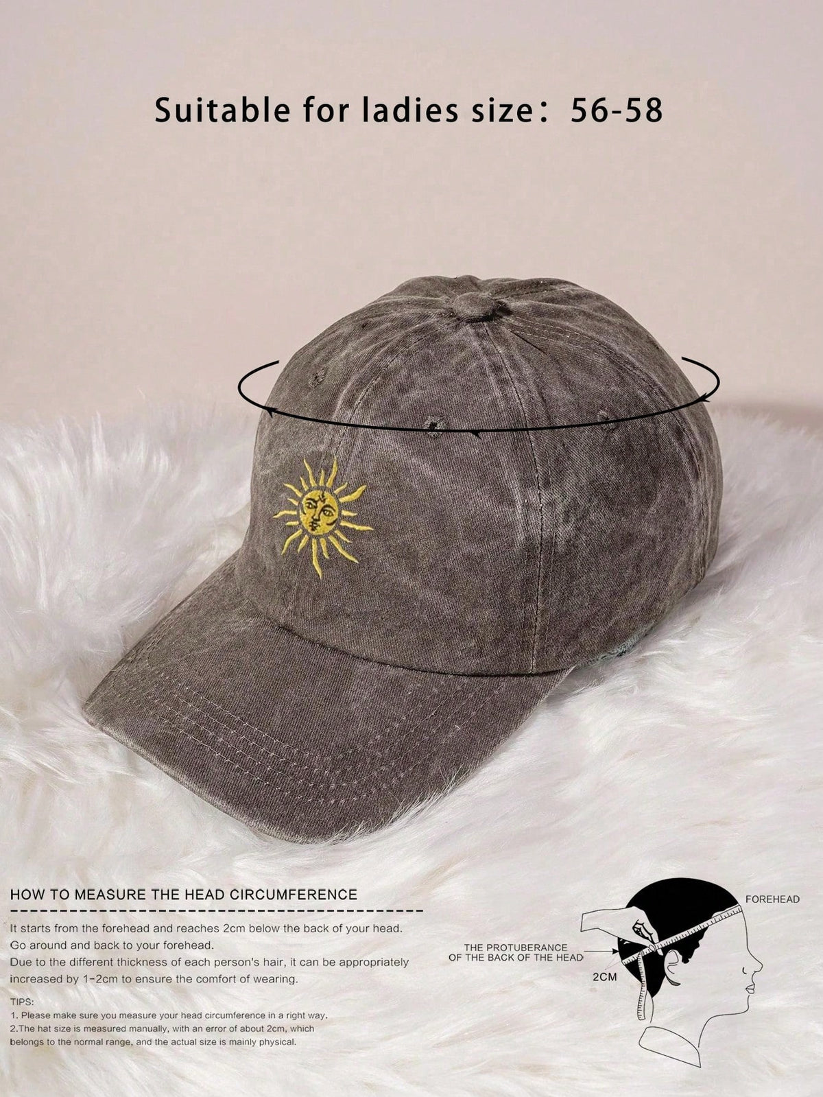 Vintage Washed Embroidered Sun Outdoor Baseball Cap