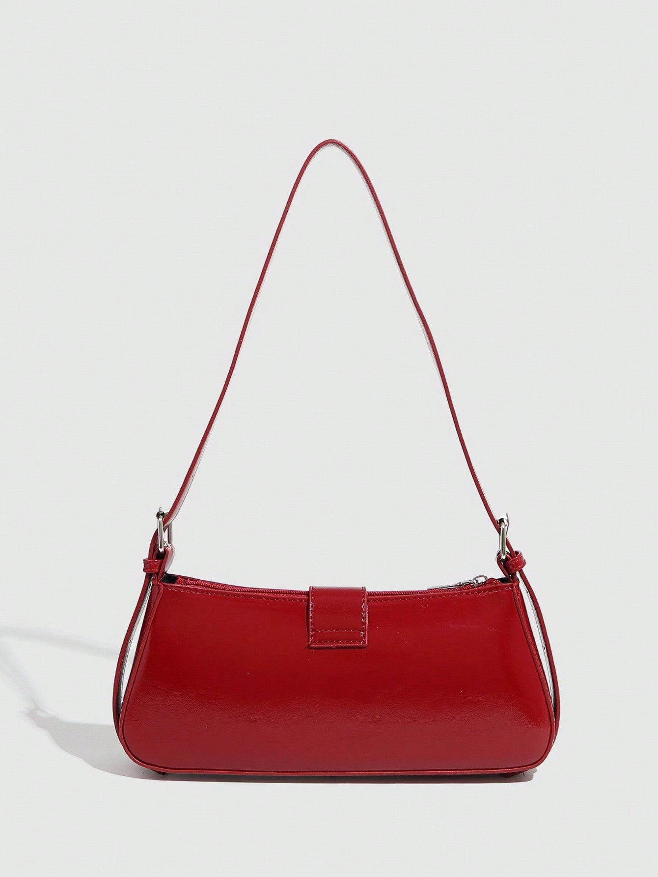 Vintage Burgundy Wax Leather Shoulder Bag for Women