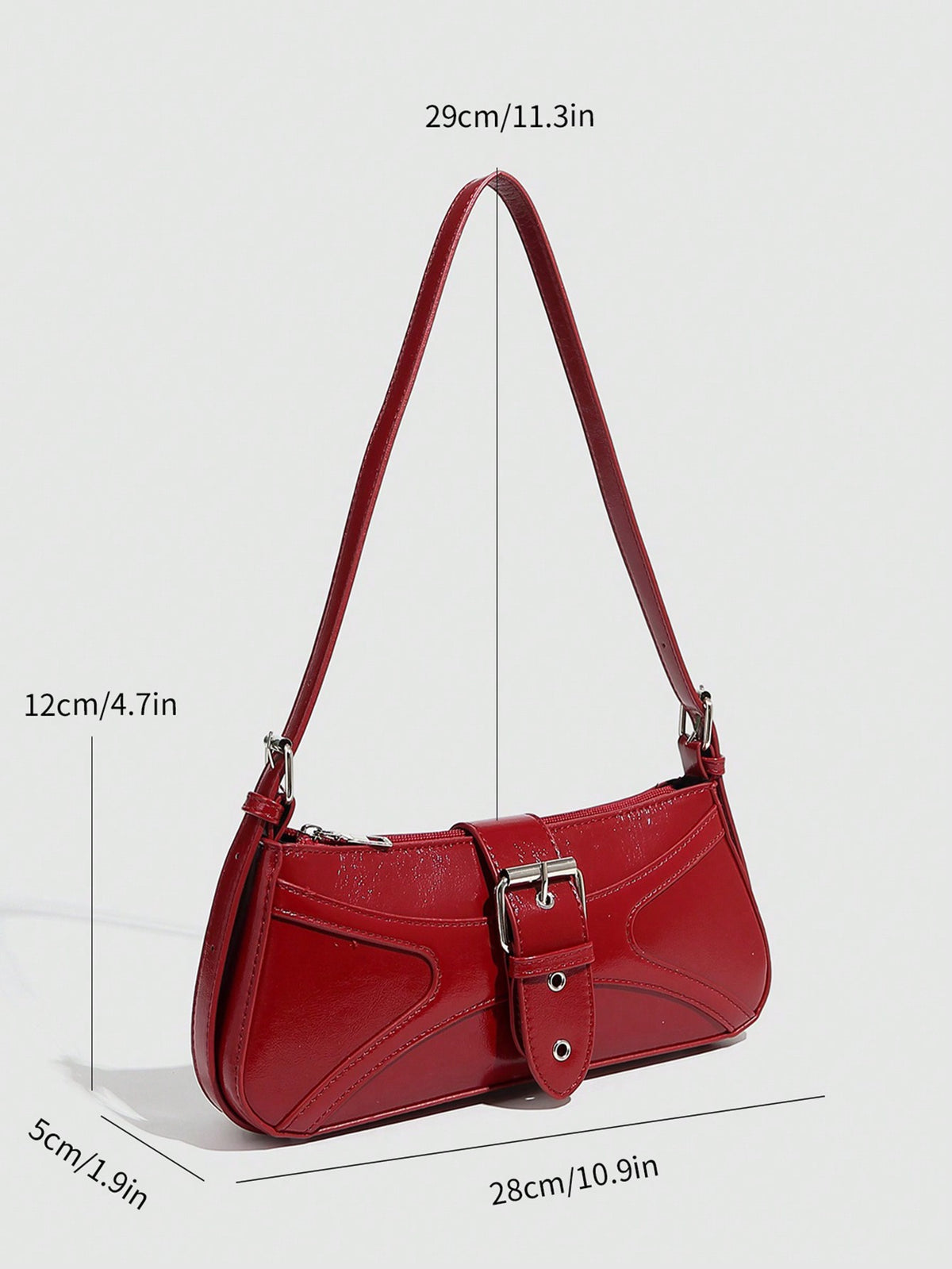 Vintage Burgundy Wax Leather Shoulder Bag for Women