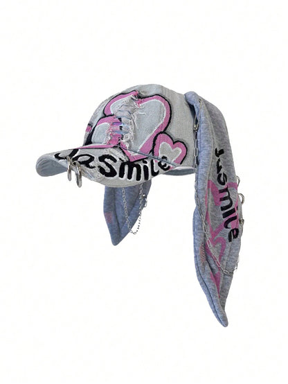 Y2K Distressed Rabbit Ear Punk Baseball Cap