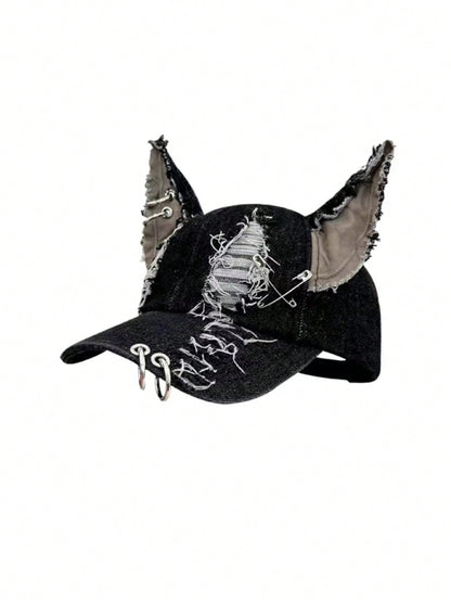 Y2K Distressed Rabbit Ear Punk Baseball Cap