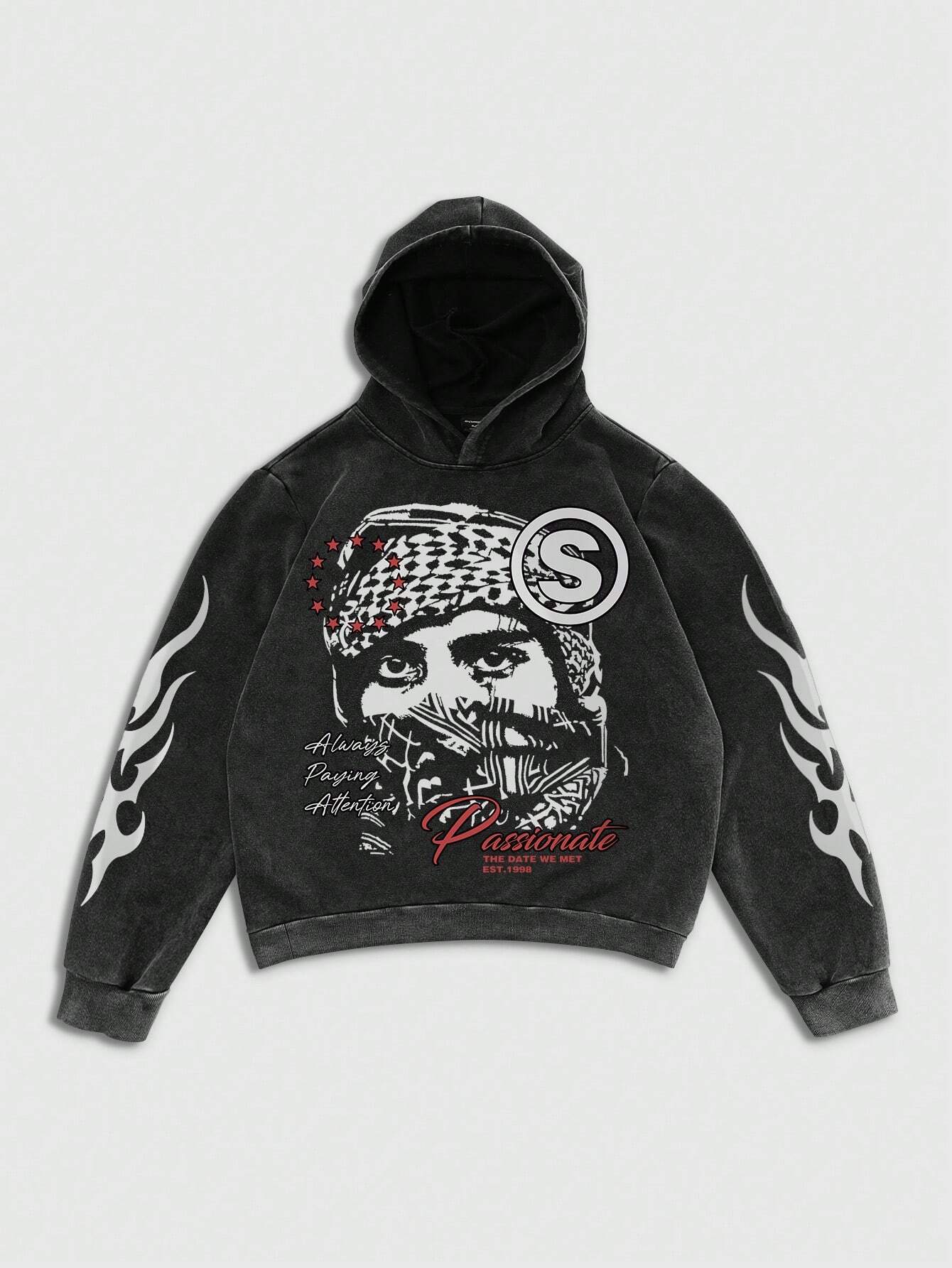 Men's Acid Wash Mottled Retro Hoodie