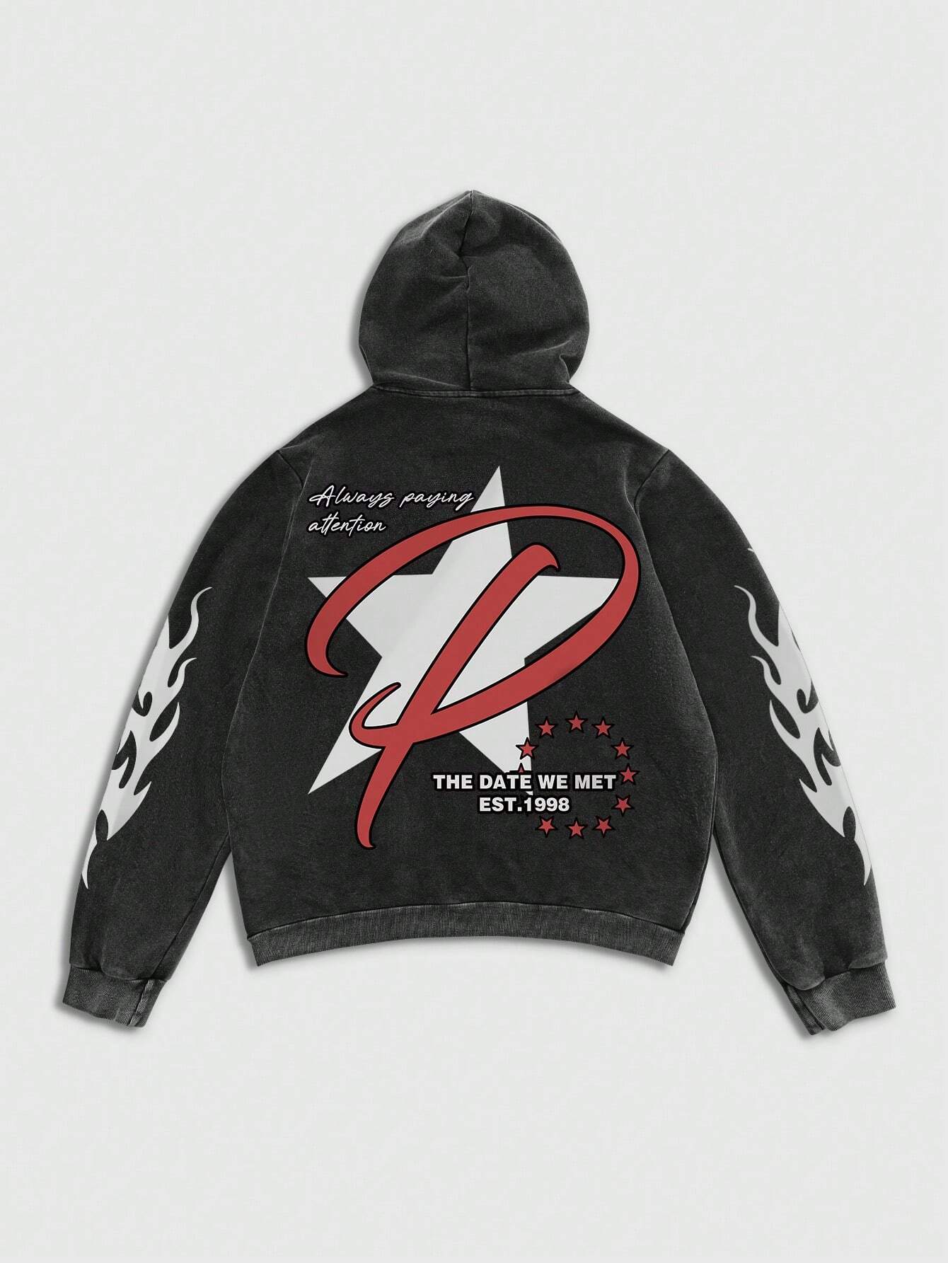 Men's Acid Wash Mottled Retro Hoodie