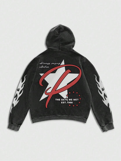 Men's Acid Wash Mottled Retro Hoodie