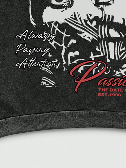 Men's Acid Wash Mottled Retro Hoodie