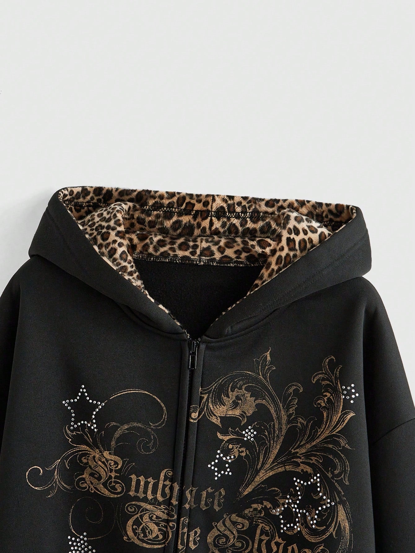 Women's Gothic Y2K Starry Rhinestone Zip Hoodie