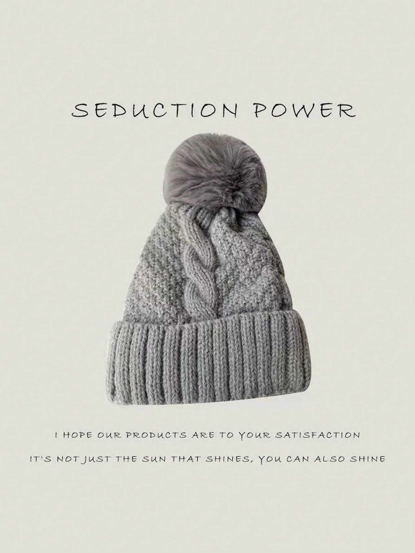 Women’s Cable Knit Woolen Beanie with Fuzzy Pom Pom