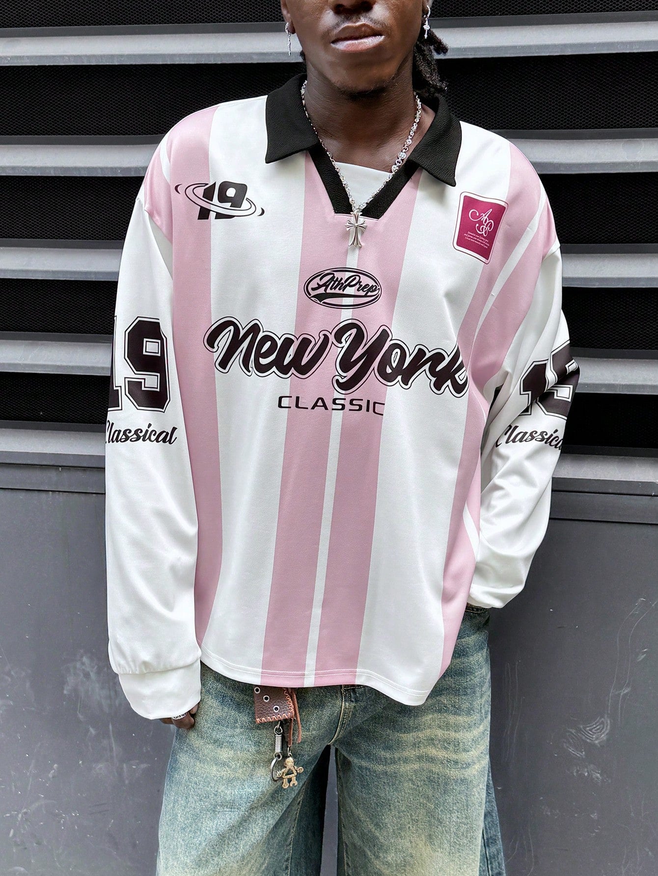Men's NY Long Sleeve Football Polo