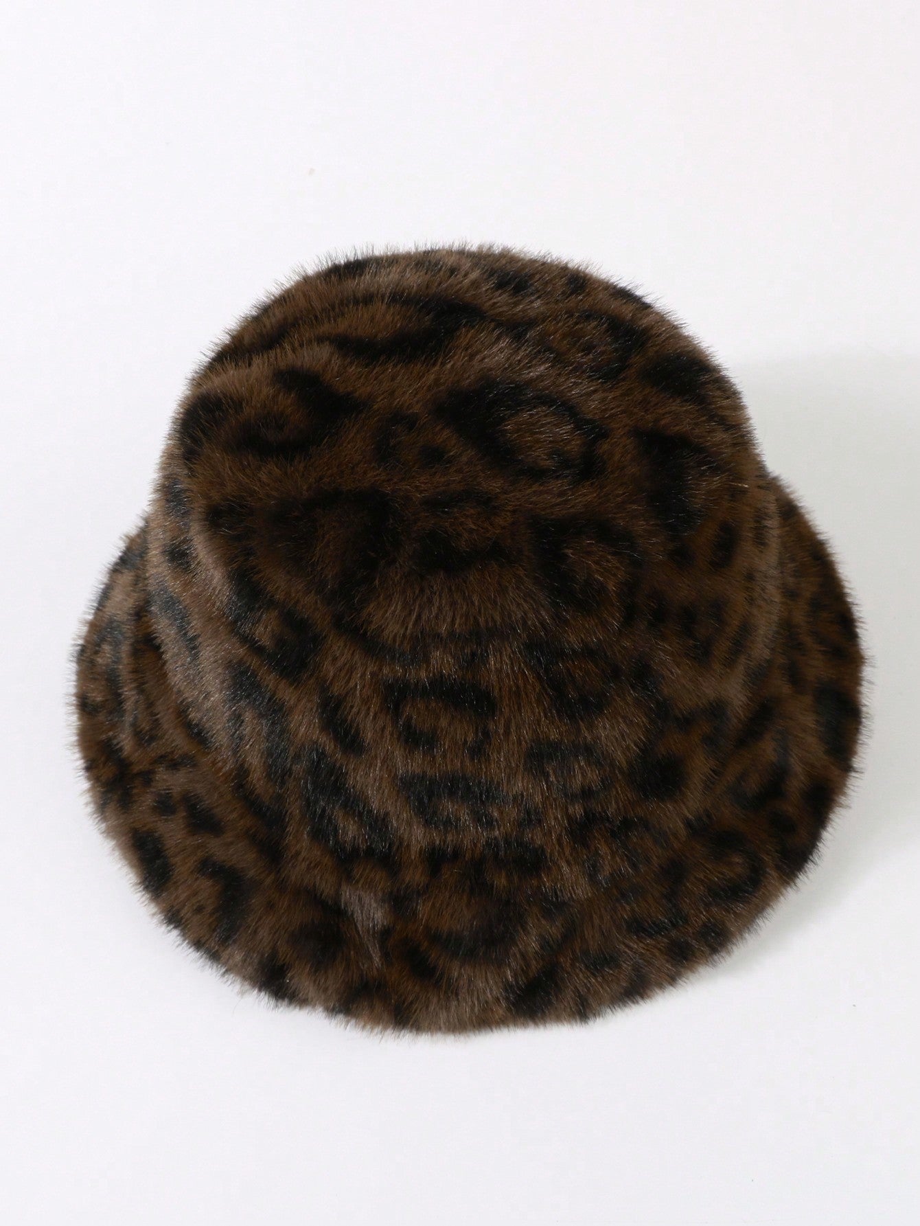 Women Leopard Print Fluffy Winter Bucket Hat