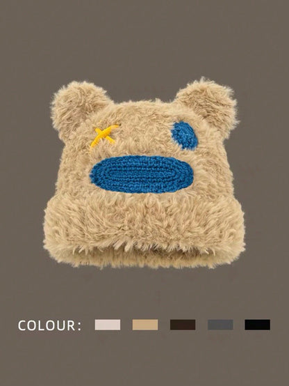 Cute Fluffy Bear Ear Beanie Hat for Men & Couples