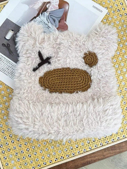 Cute Fluffy Bear Ear Beanie Hat for Men & Couples