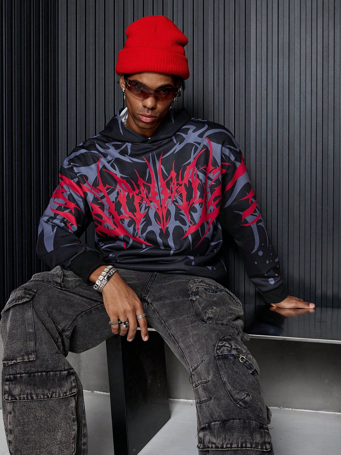 Men Color Block Tie Dye Hoodie