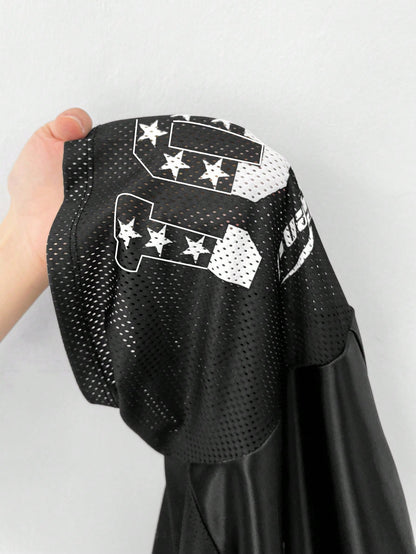 Plus Size Women's Black Sports-Inspired Lucky Number Jersey