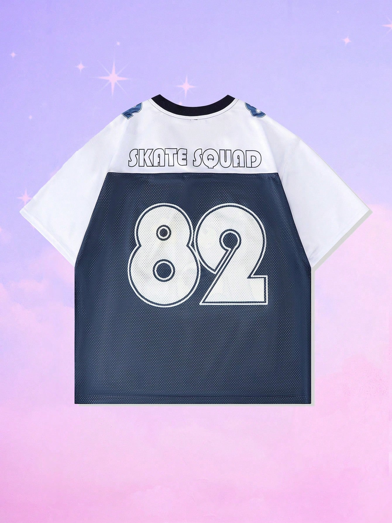 Navy Blue Care Bears Cartoon Print V-Neck Football Jersey