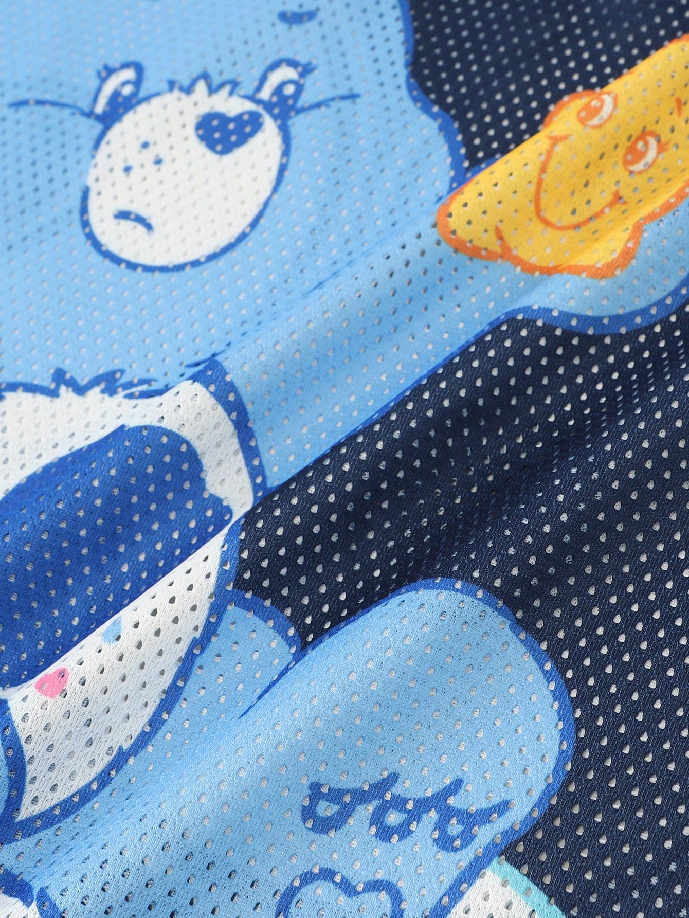 Navy Blue Care Bears Cartoon Print V-Neck Football Jersey