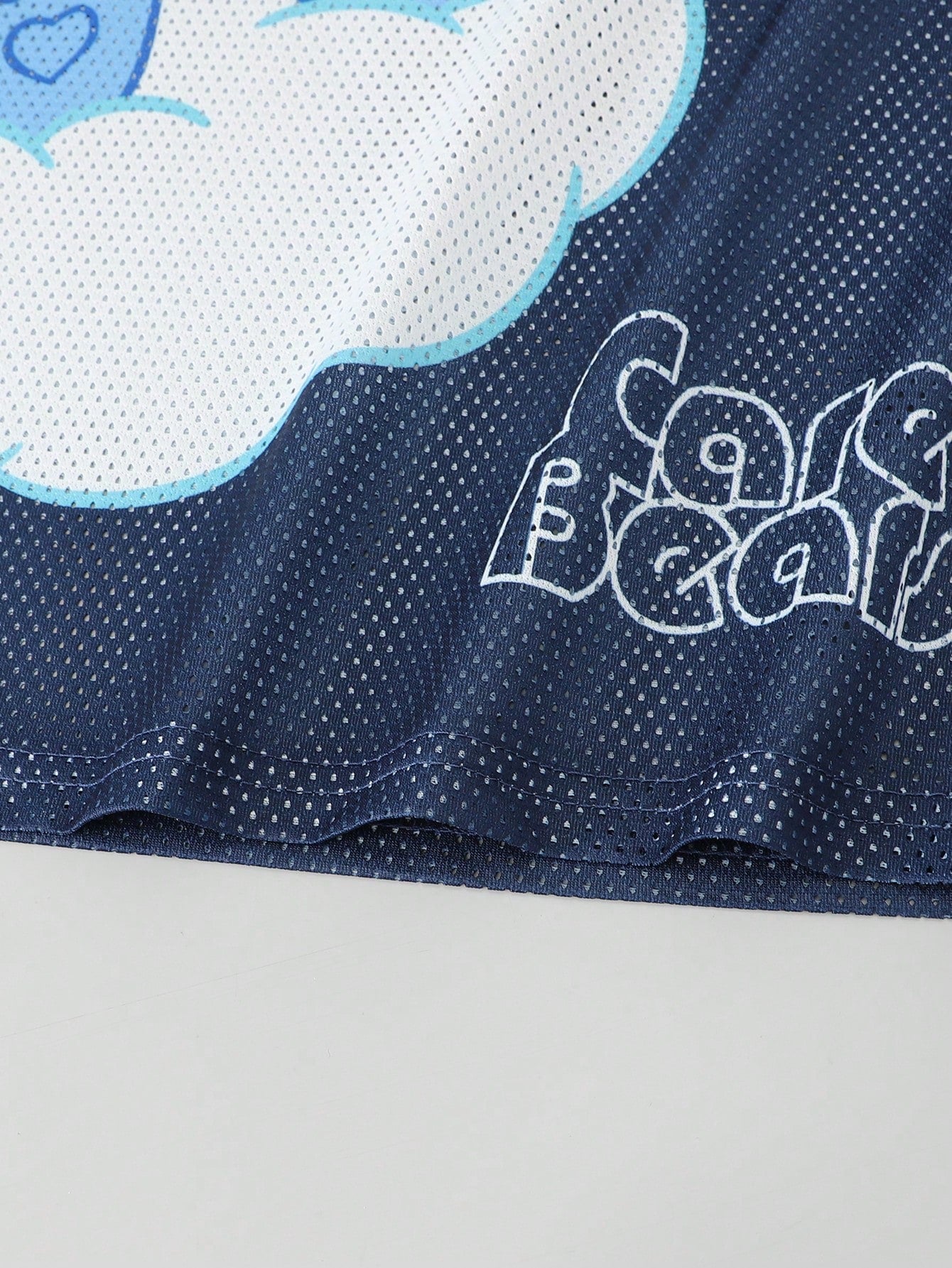 Navy Blue Care Bears Cartoon Print V-Neck Football Jersey